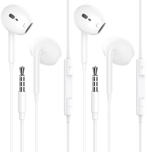 2 Pack 3,5 mm Kopfhörer mit Kabel, In-Ear Kopfhörer für Samsung, Noise Cancelling Ohrhörer mit Mikrofon und Lautstärkeregler Kompatibel mit iPad, MP3/4, Huawei, iPhone 6/5/SE, usw 3.5mm Audiogeräte