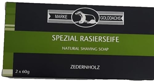 Golddachs Spezial Rasierseife, Zedernholz, Natürliche Rasierseife, 2 x 60g Neu!