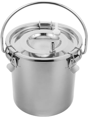 VlHpnpe Cubo de ordeño de acero inoxidable de 3L/5L para vacas, cabras y caballos, diseño fácil de limpiar, cubo de leche de acero inoxidable para ganado