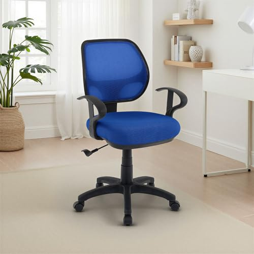 Schreibtischstuhl Kinder COOL-1, Blau - ergonomischer Bürostuhl für Kinderzimmer, drehbar und höhenverstellbar mit Armlehnen und Wippmechanik inkl. atmungsaktivem Netzbezug [max. Belastbarkeit 100 kg]