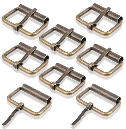 Thinp 8 Stück Messingschnallen, 2,5 cm Gürtelschnalle, Metall, einzelne Zinke, Rollschnalle, robuste Ersatz-Gürtelschnallen für Männer und Frauen, Gürtel, Taschen, Schuhe, DIY-Hardware-Zubehör