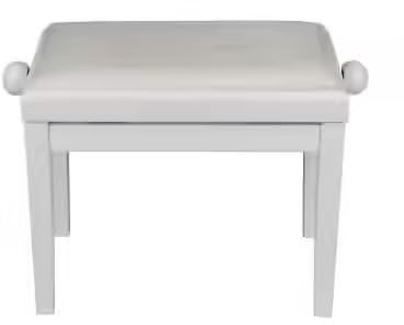 WOODBRASS KBE40 - Panca per pianoforte bianco opaco, regolabile in altezza, seduta in velluto, sgabello da tastiera elegante, robusto e confortevole