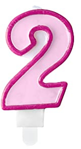 Partydeco Candela Numero 2, Rosa