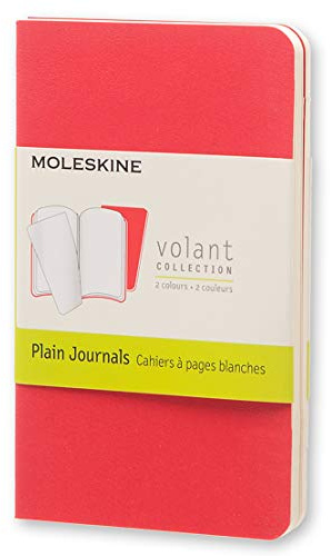 Moleskine Volant Notizhefte (blanko, X-Small, Weicher Einband) 2er-Set geranienrot/scharlachrot
