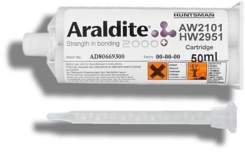 Araldite AW 2101 / HW 2951 | 50 ml Doppelkartusche mit ZMS | Araldite | Huntsman | Zwei Komponenten Kleber 2K Klebstoff | Klebstoffkartusche | Epoxid Kleber Epoxid Klebstoff Epoxid Harz
