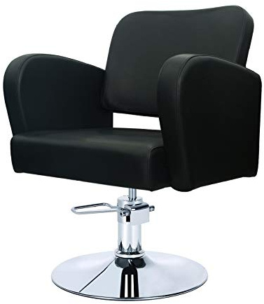 LOVECRAZY - Sillón Profesional de Peluquería, 360º Giratoria con Base Fijo y Apoyapies de Metal, Altura Regulable, Asiento Suave y Cómodo de Material Piel