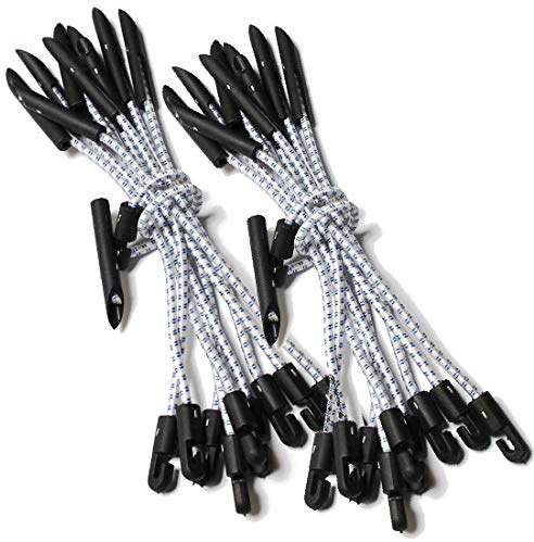 20 Elastic Shock Cord Bungee Toggle Tie Down Fixings - Netting Tarpaulin Tent Scaffold Sheeting