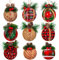 ELCOHO 9 Piece Rustic Christmas Tree Baubles - Shatterproof Hanging Ornaments for Decorations