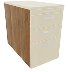 Standcontainer mit Hängeregistratur und 2 Metall-Schubfächern, mit Utensilienschubfach, Metall-Rollschubführung, Zentralverriegelung, 438x800x720, Ahorn/Ahorn/Nussbaum
