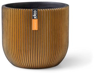 Capi Europe - Blumentopf Kugel Groove Black & Gold - 17x15 - Gold - Blumentopf für drinnen - CAPI Indoor - BGVGB133