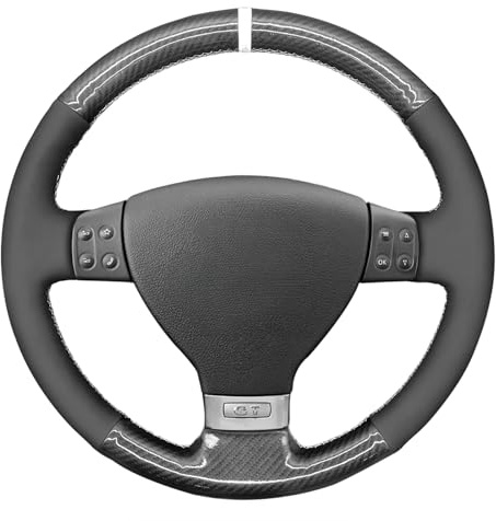 MEWANT Custom Design Auto Lenkradbezug aus Echtleder&Suede für Golf 5 (V)/ für Golf Plus/für Polo/für Jetta/für Passat/für Passat Variant/für Tiguan