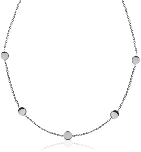 Kette mit Plättchen Damen • zarte Halskette mit Coins • schlichter Choker aus Edelstahl für Frauen • verstellbare Länge (32-44 cm)