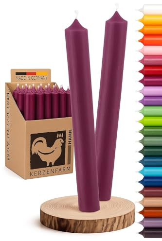 Stabkerzen 10 Stück Tafelkerzen durchgehend gefärbt Spitzkerzen für die Tisch-Deko zur Hochzeit Weihnachten & Party Farbe: Aubergine/Lila/Violett Höhe:18cm