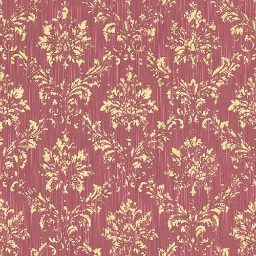 Profhome Ornament Tapete 306626-GU Textiltapete rot gold 0,53 m x 10,05 m / 5,33 m2