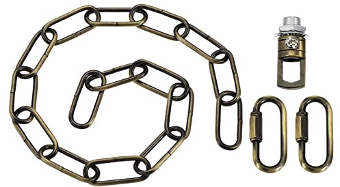 YOKIVE 1 Conjunto Colgante Luz Accesorio Cadena, 4mm Grueso Candelabro Colgante Enlace con Conector Ganchos Anillo, Genial para Techo Luces, Lámparas (Bronce, 24)