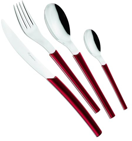 EME POSATERIE Loto Bordeaux 10- Set di Posate da Tavola in acciaio inox 18/10, per 4 persone, 16 pezzi