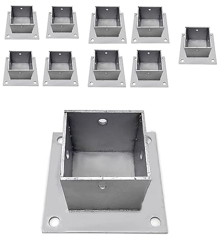 Pfostenträger Aufschraubhülse Pfostenschuh Für Geländer, Vierkantpfostensockel Mit Beschlägen Für Briefkasten, Pergola Und Terrasse, Pfostenanker Aus Edelstahl Für Beton ( Color : 10 Pcs , Size : 100x
