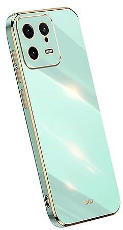 JIAFEI Funda para Xiaomi 13T / 13T Pro, Dorado Galvanoplastia Borde Diseño TPU Silicona Protector Cover Case, Verde
