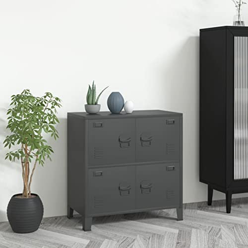 ZEYUAN Industrial Aktenschrank, Metallschrank, Werkstattschrank, Werkzeugschrank, Büroschrank, Lagerschrank, Garagenschrank, Stahlschrank, Anthrazit 75x40x80 cm Stahl