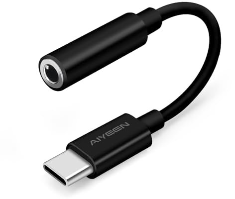 Adaptador de Auriculares USB C a Conector Hembra de 3,5 mm actualizado, Adaptador de Audio para Auriculares USB C a Auxiliar Compatible con iPhone 15 Series Samsung, Pixel, iPad, MacBook (Negro)