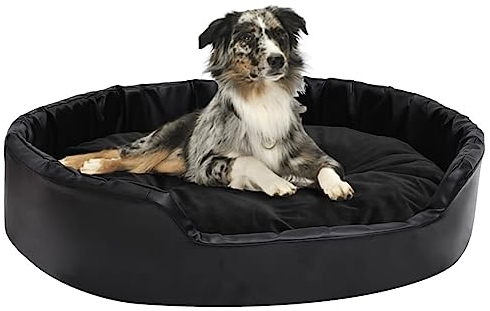 Gecheer Hundebett Hundesofa Haustiersofa Hundecouch Hundematte Hundekorb Hundematratze Hundekissen Hundedecke Schwarz 90x79x20 cm Plüsch und Kunstleder