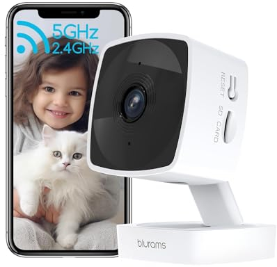 blurams 5GHz Telecamera wifi Interno, 2K Videocamera Sorveglianza Interno Wi-Fi, Dual-Band 2.4/5G, Camera per Cani, Rilevamento Movimento AI, Conversazione Bidirezionale (2K 1PCS)