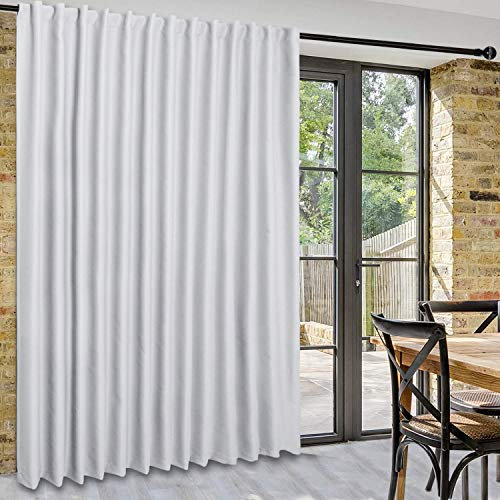 DWCN Patio Sliding Door Curtains - Extra Wide Blackout Curtains for Glass Door, Room Divider Thermal Curtain Panel with Back Tab & Rod Pocket for Bedroom Partition, 72 x 72 Inches, Greyish White