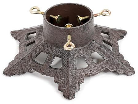 Sungmor Vintage Cast Iron Christmas Tree Stand - Heavy Duty Snowflake Base, Fits Trees Up to 6 ft, Max 3.5″ Trunk - Holiday Tree Holder for Artificial or Real Trees, Easy Assembly & Secure Stability