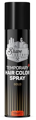 THE SHAVE FACTORY Temporäres Haarspray – Gold 150ml – Auswaschbares Haarspray für Jungen & Mädchen – Kinderfreundliche Temporäre Haarfarbe für Cosplay, Partys & Verkleidungen