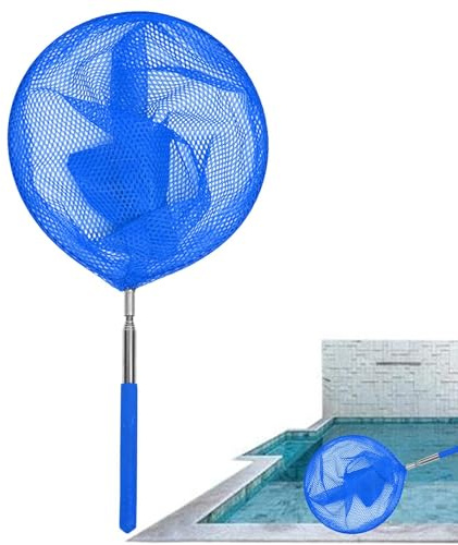 Generisch Rete per piscina con asta, rete telescopica per la pulizia della piscina, rete di granchio in acciaio inox, rete per skimmer con asta per bambini, uomini, donne, cattura farfalle