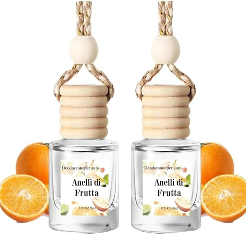Deodorante per auto appeso, diffusore di oli essenziali per auto, deodorante per auto durevole, deodorante per auto per donne (2 bottiglie di frutta)