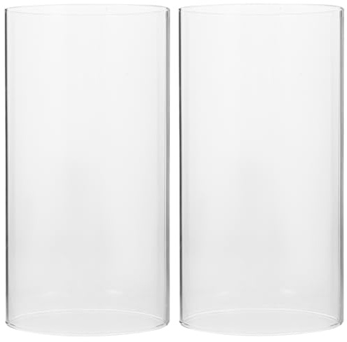 Hurricane Kerzenhalter, Borosilikatglas, Kaminrohr, klarer Glaszylinder, an beiden Enden offen, für Kaffee oder Beistelltische, Lampenschirm aus klarem Glas, 7 x 20 cm, 2 Stück