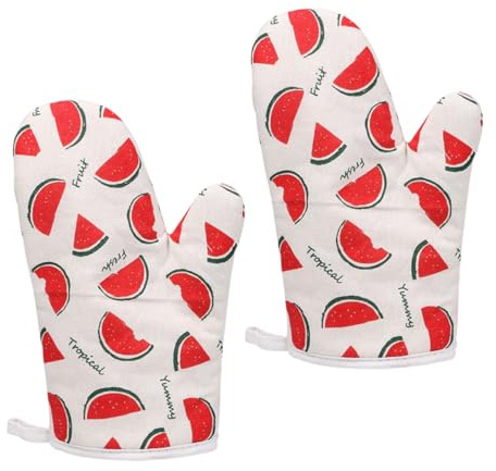 Alipis 2piezas Guantes De Cocina Resistentes Al Calor con Diseño De Sandía Manoplas Gruesas para Hornear y Asar Protección Eficaz contra Quemaduras Cómodo para Manos Variadas