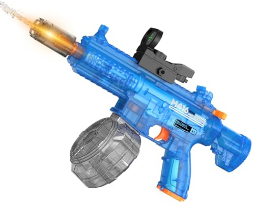 Wasserpistole Elektrisch, Automatische Elektrische Wasserpistole 450ML Große Kapazität,10M Wasserspritzpistole Elektrisch mit Wiederaufladbare Batterie Mündungsflamme für Pool Garten Strand