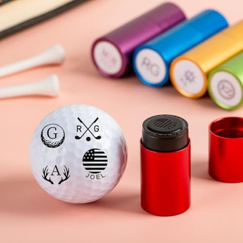 WEIYOUDP Personalisierter Golfball-Stempel, selbstfärbender Golfball-Stempel und Monogramm-Ballmarker für Golfer, Vater, Ehemann, Vatertag, Geburtstag