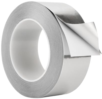 YBhuoo 50mm x 50m Aluminum Foil Tape, 2 inch Heavy Duty Heat Resistant Tape for Home Heating Ventilation air HVAC Ducts Repairing Fixing Kitchen Jointing flame Cold Heat resistant Waterproofs (1)