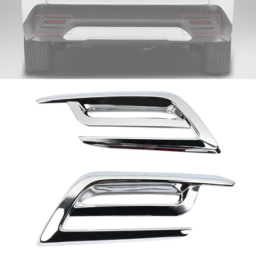Promrmr 1 Pair Left & Right Rear Bumper Fog Light Bezel Cover Trims Compatible with Toyota New Grand Highlander 2024 2025 2026 Exterior Car Lamp Accessories ABS Chrome