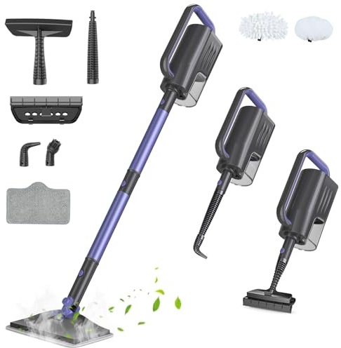 Gatlei 6-in-1 Steam Mop with Detachable Handheld Steamer Professional Steam Mop for Floor Cleaning, Sanitizing Steam Cleaner with Hot Vapor Technology Amethyst