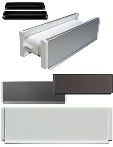 Aluminium-Briefeinwurf-mit Schacht-Nr.1-270 x 80 mm-Briefkasten-Briefschlitz-Briefklappe (weiß-Kanten weiß)