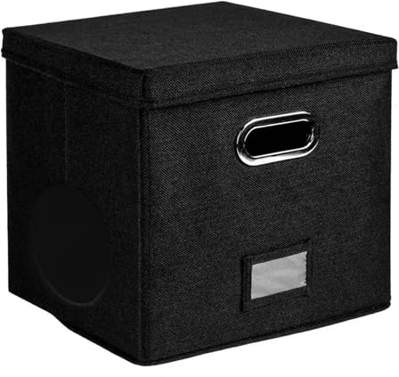 WAJJWI Vinyl Record Storage Box for up to 50+ 12-Inch Albums, Records Crate, LP Album, Fabric Boxes with Lids para Discos