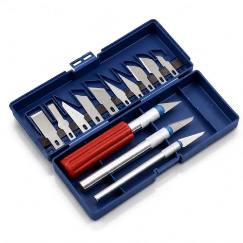 Topolenashop Set Bisturi per Modellismo con 3 Manici e 13 Lame di Precisione – Tagliabalsa Professionale per Fai da Te, Scultura, Artigianato e Hobbistica con Custodia Rigida Inclusa | 9364669