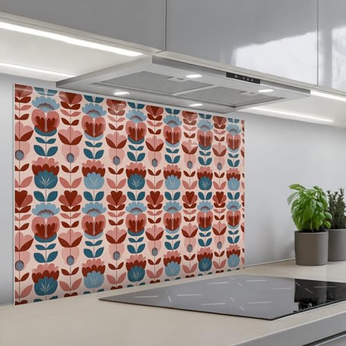 KitchenYeah© Crédence Cuisine À Coller 60x90 cm Protection Plaque De Cuisson Adhesif Plastique Rigide Dalle Murale Vintage - Motif - Coloré