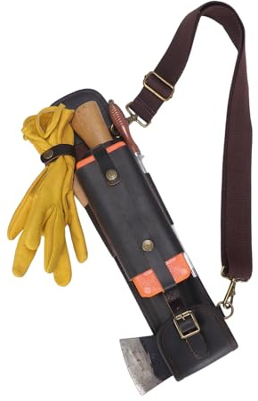 Étui en cuir véritable pour hache, hachette, outil d'abattage, pochette avec sangle de transport réglable pour camping en plein air