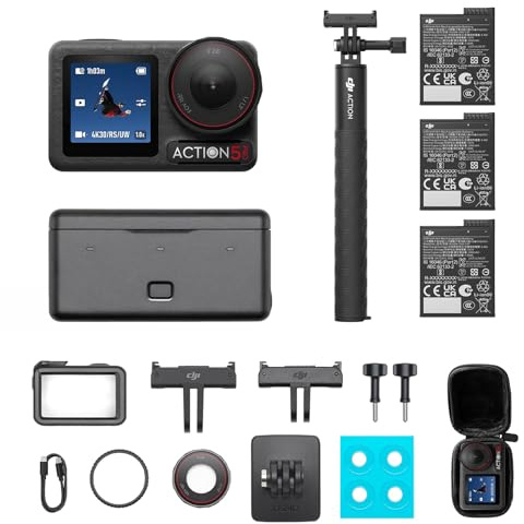 DJI Osmo Action 5 Pro Combo, Waterproof Camera With 1/1.3 Sensor, 4K/120fps Video, Subject Tracking, Stabilization, Dual OLED Touchscreens (Adventure Combo + Camera Bag)