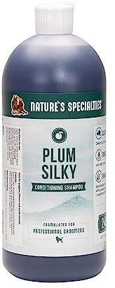 Nature's Specialties Plum Silky Ultra Concentrated Dog Shampoo Conditioner, Makes up to 6 Gallons, Natural Choice for Professional Pet Groomers, Silk Proteins, Made in USA, 32 oz
