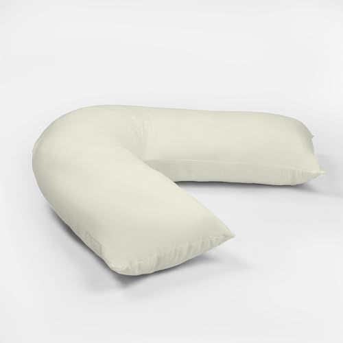 Rohi Orthopaedic V Pillow with Pillowcase – Ideal for Nursing, Pregnancy, and Back Support – Breathable & Hypoallergenic V Shaped Pillows with Complementary V Pillowcase (Cream)
