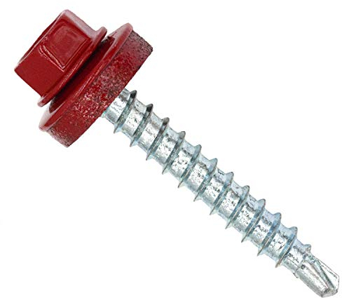 Color-Head Lot de 100 vis à tôle trapézoïdale, couleur corail, 4,8x35 mm, vis autoperceuses, à tôle avec rondelle EPDM, vis de toit galvanisées pour tôle trapézoïdale et toit en