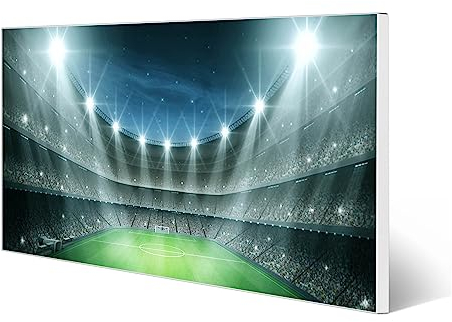 banjado Magnettafel weiß 78 x 37cm / Magnetwand Metall/Magnetpinnwand als Memoboard/Pinnwand Magnettafel Küche, Büro, Kinderzimmer inkl. 4 Magnete & Montageset - Motiv Arena