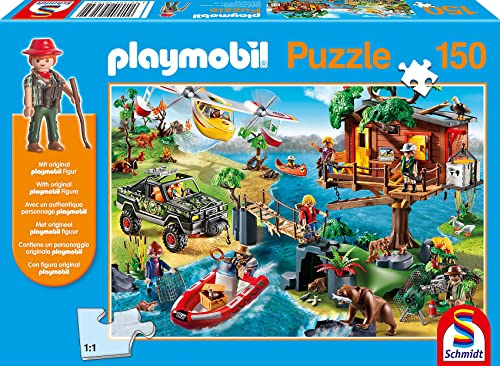 Schmidt | Playmobil: Treehouse Puzzle & Play (150 pieces) inc. one figure | Jigsaw Puzzle | Ages 7+