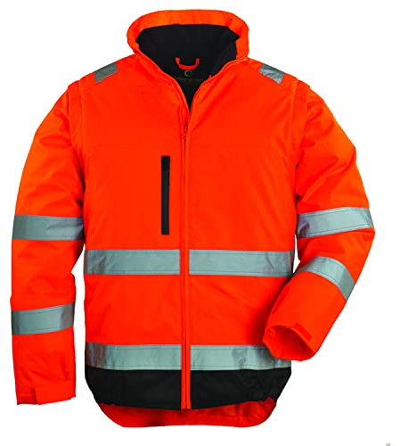 Hi-Viz jacka med fleecefoder varningsskyddsjacka Oxford orange/svart XL